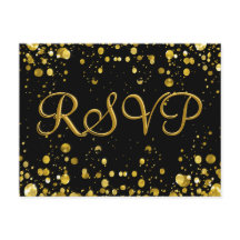 RSVP Card Gold Confetti