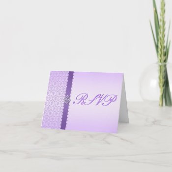 Rsvp Card In Vintage Lilac And Purple Damask by Truly_Uniquely at Zazzle