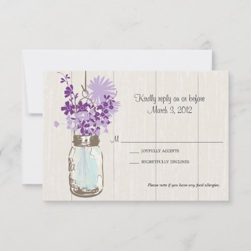 RSVP Card Mason Jar and Fireflies