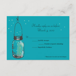 RSVP Card Mason Jar and Fireflies