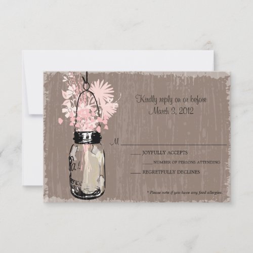 RSVP Card Mason Jar and Wildflowers