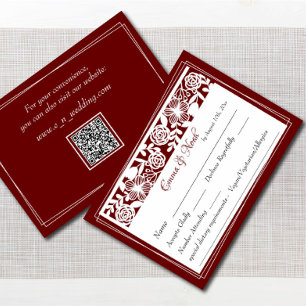 RSVP Card Open-Work Elegant Maroon Wedding