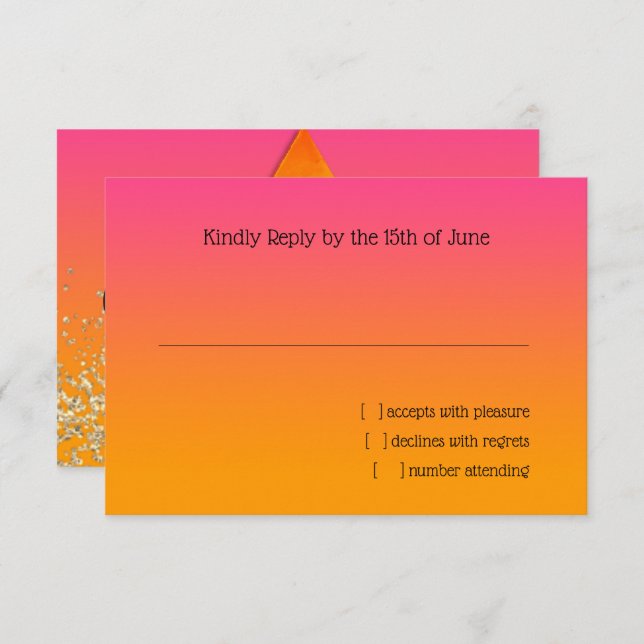 RSVP Card Orange to Pink Ombre with Star (Front/Back)