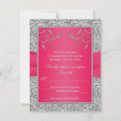 RSVP Card | Pink, FAUX Silver Foil, Floral (Back)