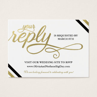 Rsvp Reply Business Cards Templates Zazzle Rsvp Card Reply Always Forever Faux Gold Business