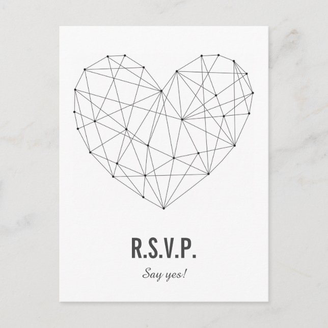 RSVP card | Response | Wedding | Geometric heart (Front)