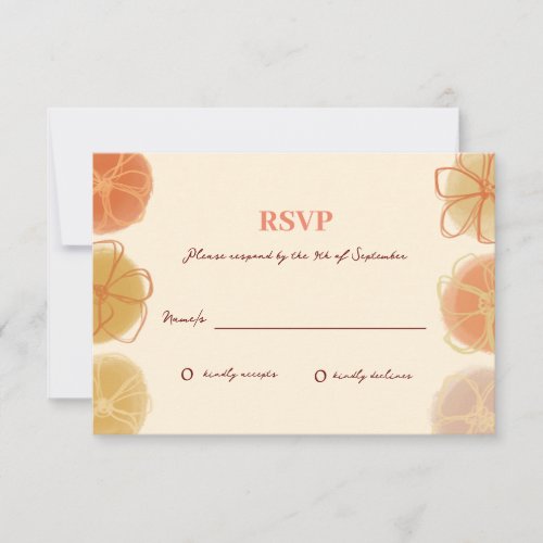 RSVP Card Retro Orange Floral Theme