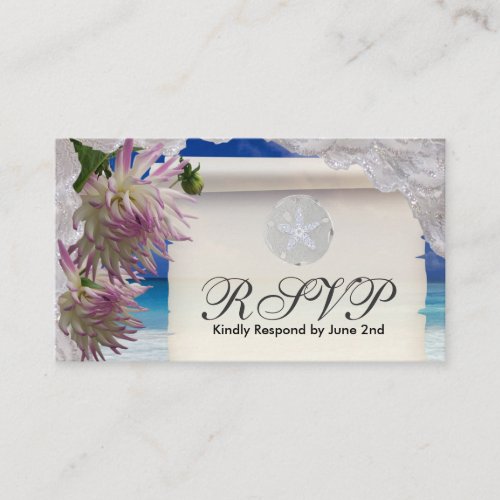 RSVP Card Sand Dollar &amp; Lace Business Card Templates