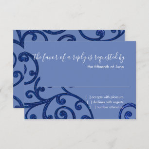 RSVP Card Scroll Pattern Blue