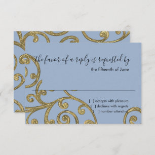 RSVP Card Scroll Pattern Gold
