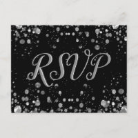 RSVP Card Silver Confetti