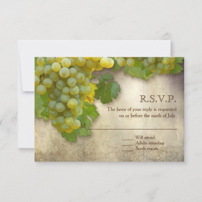 RSVP Card Small Chardonnay Wine Country Art (Front)