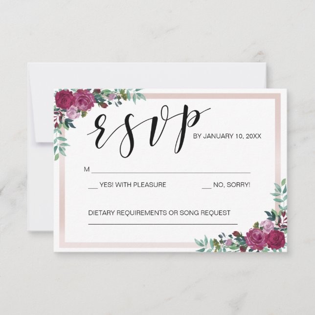 RSVP card template floral frame (Front)