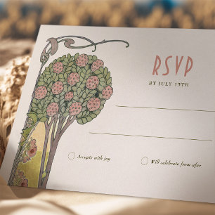 RSVP Card Tree in Bloom Victorian Art Nouveau