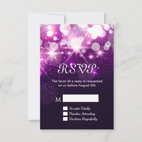 RSVP Card - Trendy Purple Glitter Sparkles