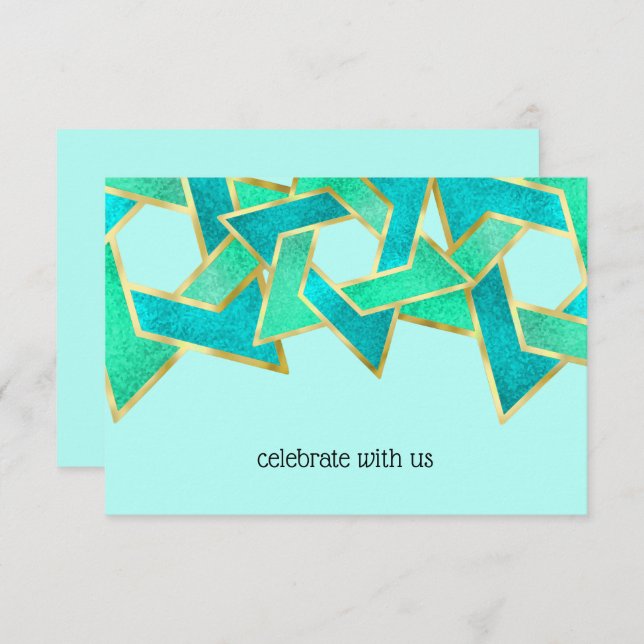 RSVP Card Turquoise Aqua Star of David (Front/Back)