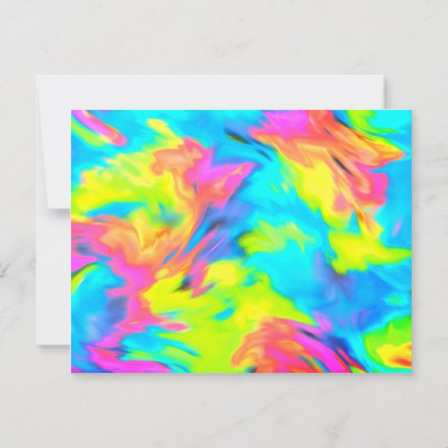 RSVP Card Turquoise Blue Lime Pink Tie Dye (Back)