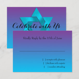 RSVP Card Turquoise to Purple Ombre with Star