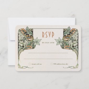 RSVP Card Victorian Grace Morris-Inspired Elegance | Zazzle