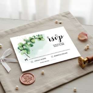 RSVP Card Wedding Eucalyptus Watercolor Elegant
