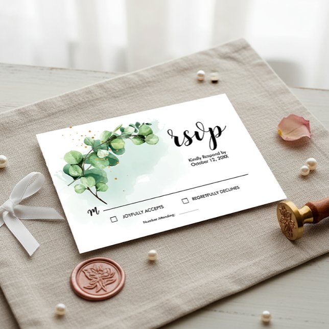 RSVP Card Wedding Eucalyptus Watercolor Elegant (RSVP Card Wedding Eucalyptus Watercolor Elegant, Eucalyptus Invitation)