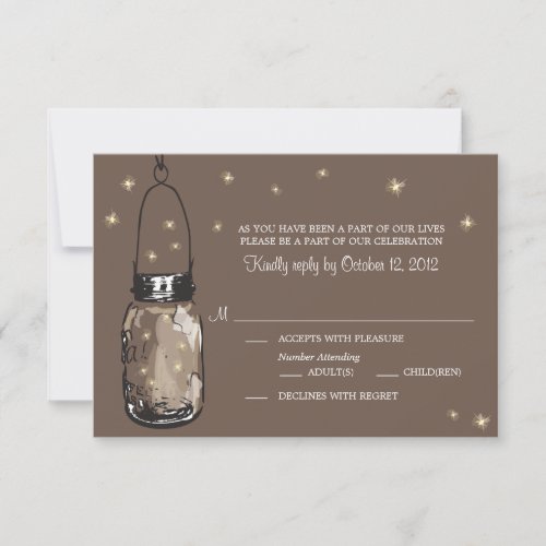 RSVP Card Whimsy Fireflies and Mason Jar