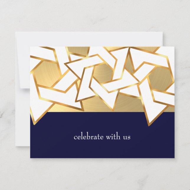 RSVP Card White Star of David on Any Color (Front)