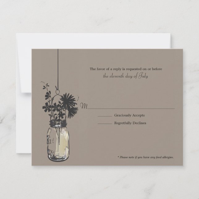 RSVP Card Wid Flowers & Mason Jar (Front)