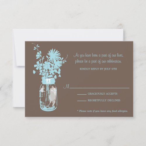RSVP Card  Wild Flowers &amp; Mason Jar