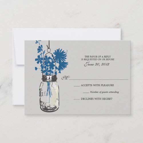 RSVP Card  Wild Flowers &amp; Mason Jar
