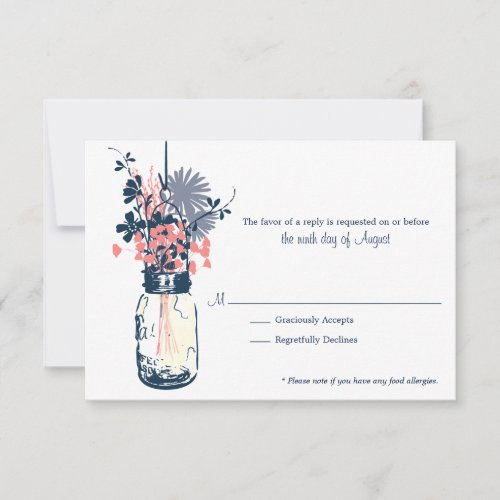 RSVP Card  Wild Flowers &amp; Mason Jar
