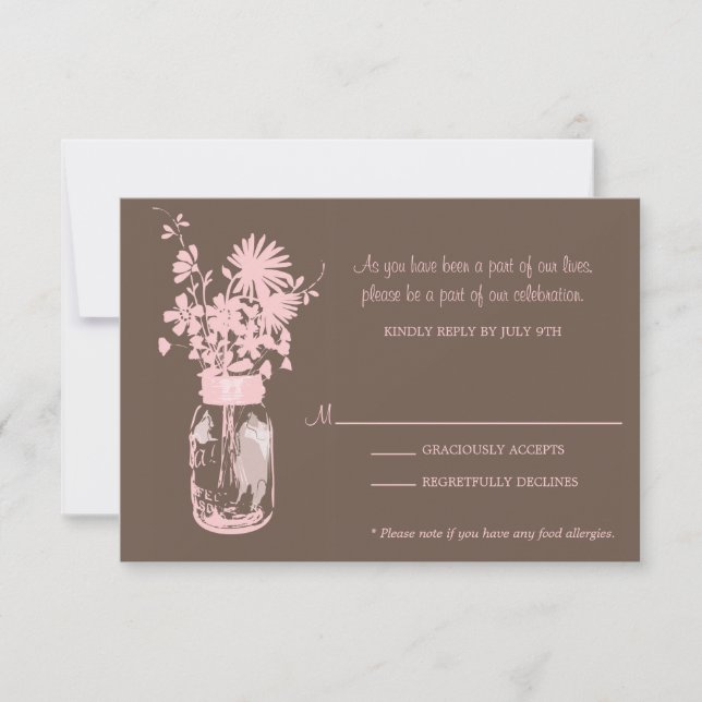 RSVP Card  Wild Flowers & Mason Jar (Front)