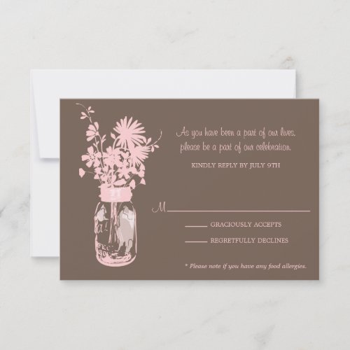 RSVP Card  Wild Flowers &amp; Mason Jar