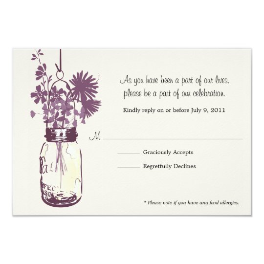 RSVP Card Wild Flowers & Mason Jar