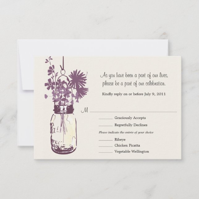 RSVP Card  Wild Flowers & Mason Jar (Front)