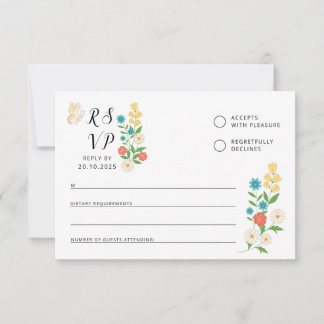 RSVP Card with drawn wildflowers