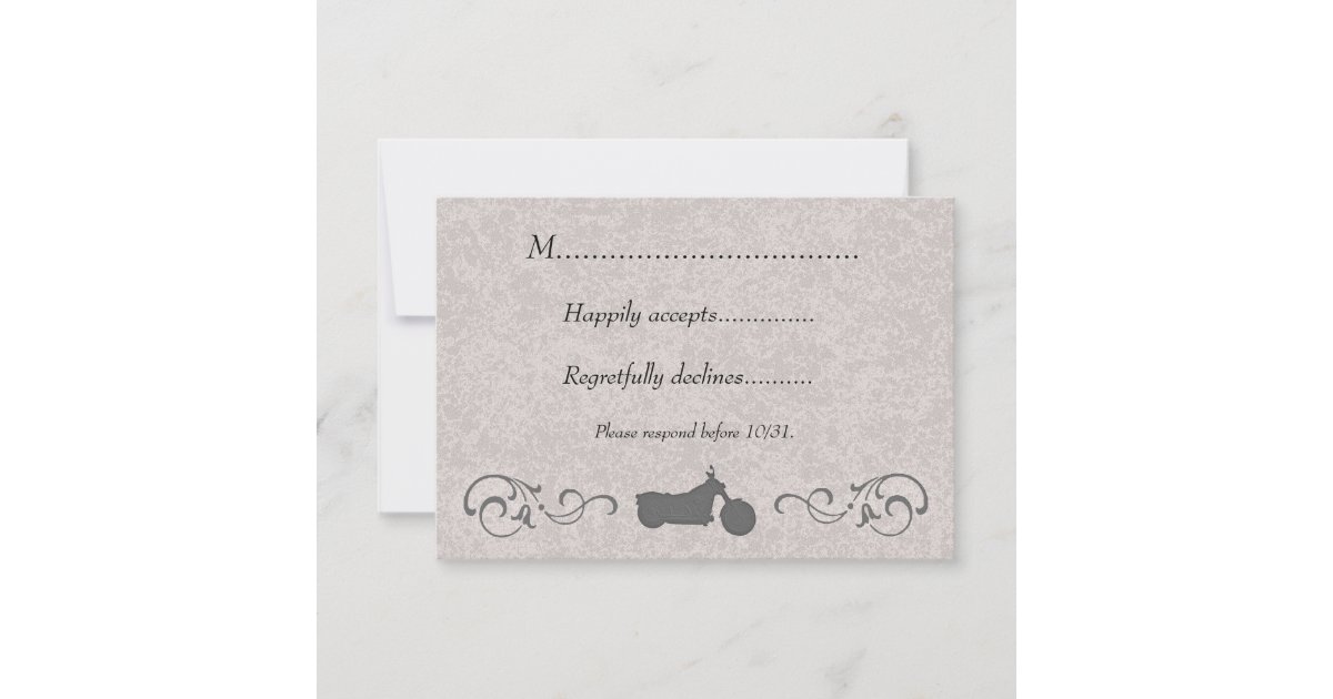 RSVP Card with Faux Embossed Motorcycle Zazzle