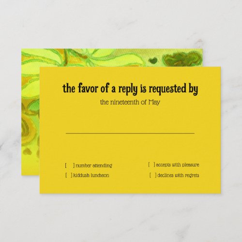 RSVP Card Yellow Green Floral Watercolor