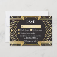 RSVP Cards 1920's Vintage Gatsby Wedding Invites