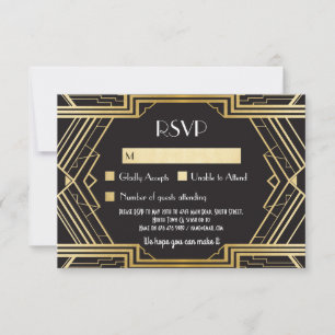 RSVP Cards 1920's Vintage Gatsby Wedding Invites