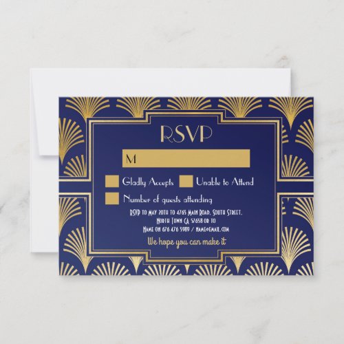 RSVP Cards 1920s Vintage Gatsby Wedding Respond