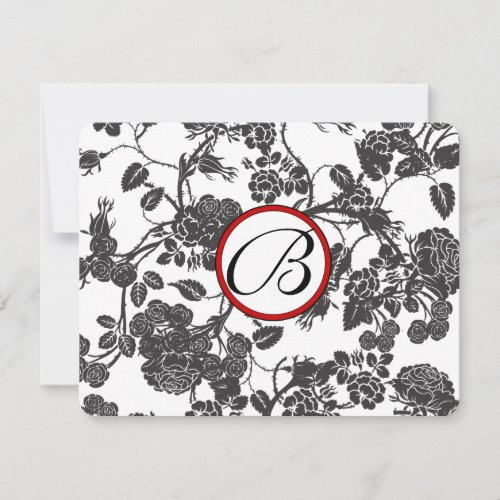RSVP Cards Black and Gray Roses Red Trim
