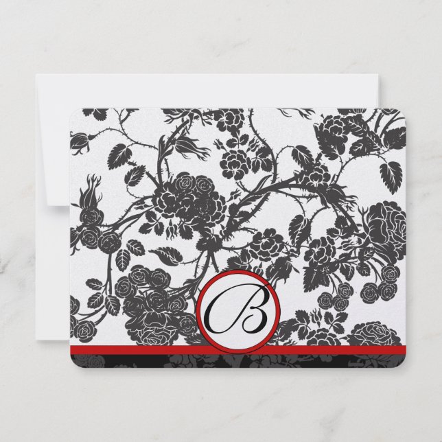 RSVP Cards-Black Roses Red Trim - faded pattern (Front)