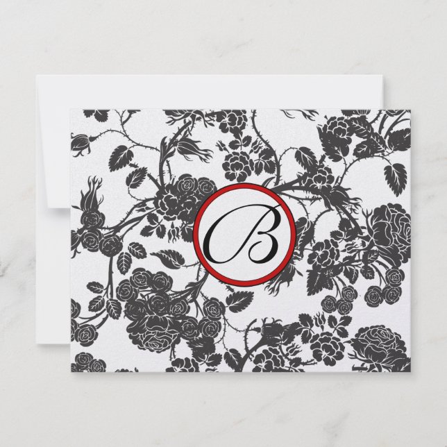 RSVP Cards-Black Roses Red Trim - faded pattern Card (Front)
