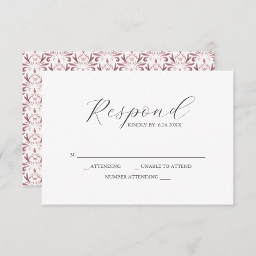 RSVP Cards Dusty Pink Pattern