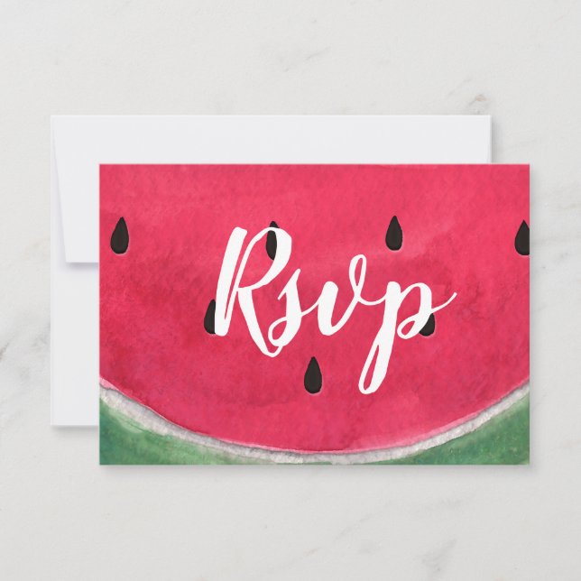 RSVP Cards For Summer Wedding With Watermelon (Front)