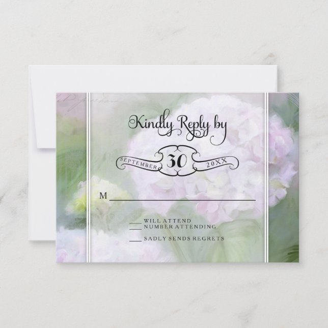 RSVP Cards Hydrangea Garden Flowers Typography (Front)
