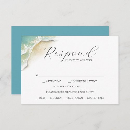 RSVP Cards with Meal Choice Watercolor Shoreline 