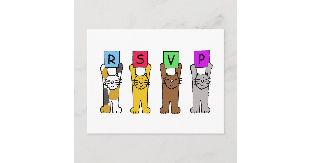 Rsvp Cartoon Cats Fun Invitation Postcard Zazzle