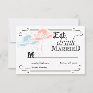 RSVP Chalkboard Vintage Lesbian Wedding Hats Card